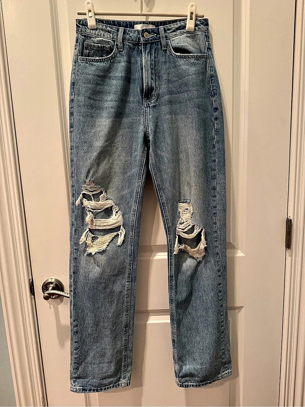 VERVET Distressed High Rise Straight Leg Jeans Light Wash Size 26